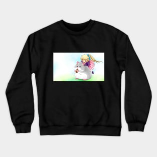 Chibi Girl and Pet Hamster Crewneck Sweatshirt